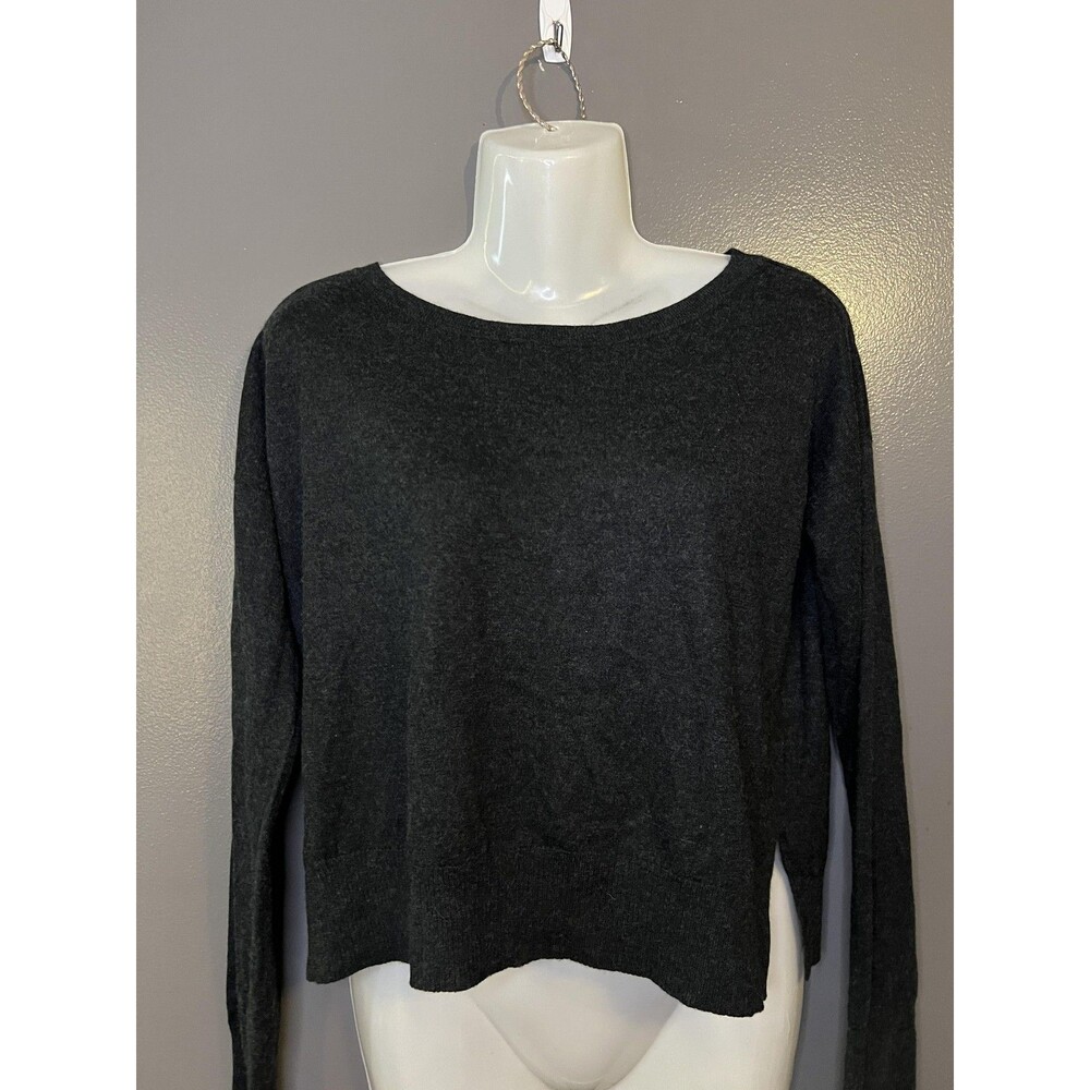 Chan Luu Sweater Womens Medium Gray Silk Cashmere Boat Neck Pullover Knit